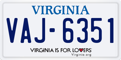 VA license plate VAJ6351