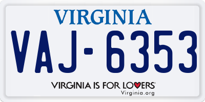 VA license plate VAJ6353