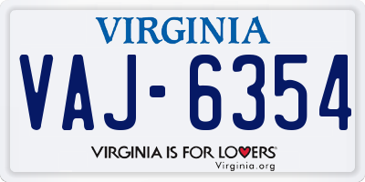 VA license plate VAJ6354