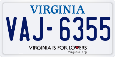 VA license plate VAJ6355