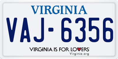VA license plate VAJ6356