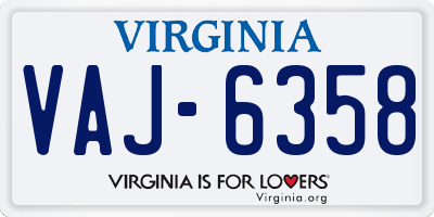 VA license plate VAJ6358