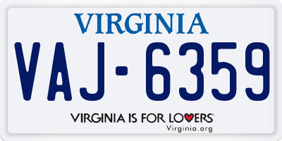 VA license plate VAJ6359