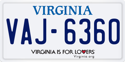 VA license plate VAJ6360