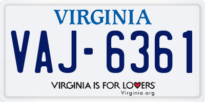 VA license plate VAJ6361
