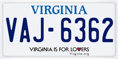 VA license plate VAJ6362
