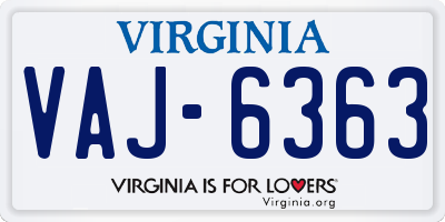 VA license plate VAJ6363