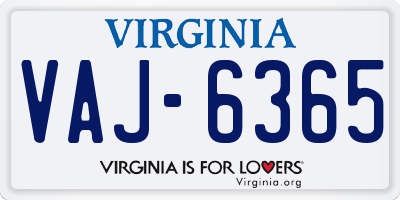 VA license plate VAJ6365