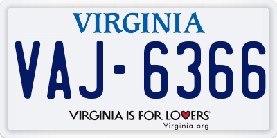 VA license plate VAJ6366