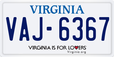 VA license plate VAJ6367