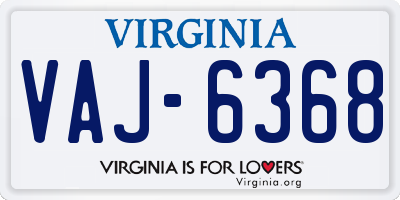 VA license plate VAJ6368