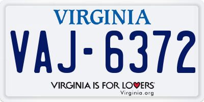 VA license plate VAJ6372