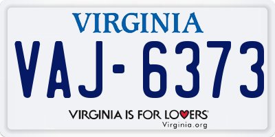 VA license plate VAJ6373