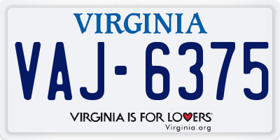 VA license plate VAJ6375