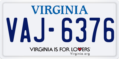 VA license plate VAJ6376