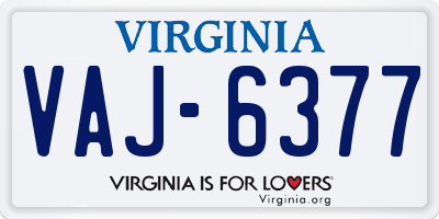 VA license plate VAJ6377