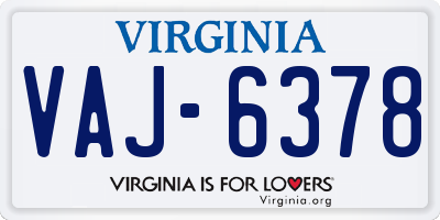 VA license plate VAJ6378
