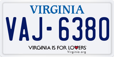 VA license plate VAJ6380