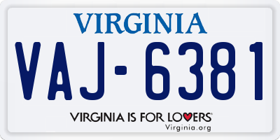 VA license plate VAJ6381