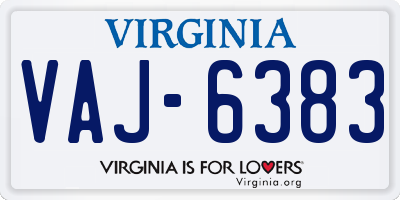 VA license plate VAJ6383