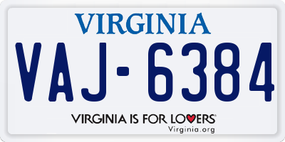 VA license plate VAJ6384