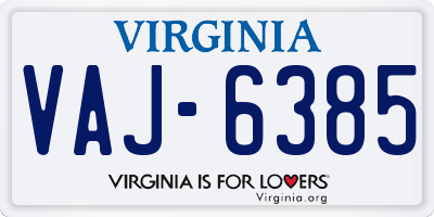 VA license plate VAJ6385