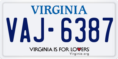 VA license plate VAJ6387