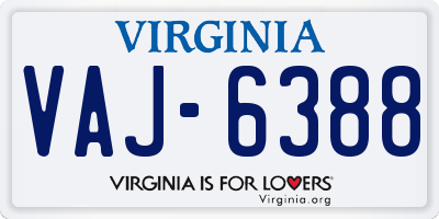 VA license plate VAJ6388