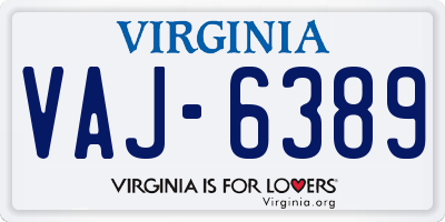 VA license plate VAJ6389