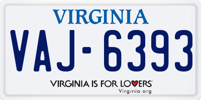 VA license plate VAJ6393
