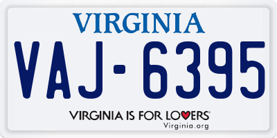 VA license plate VAJ6395