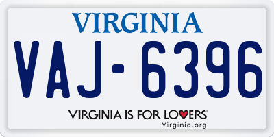 VA license plate VAJ6396