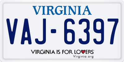 VA license plate VAJ6397