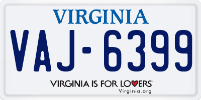 VA license plate VAJ6399