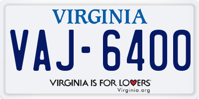 VA license plate VAJ6400