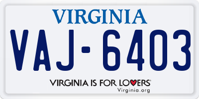 VA license plate VAJ6403