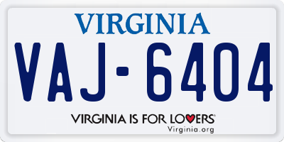 VA license plate VAJ6404