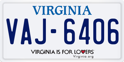 VA license plate VAJ6406
