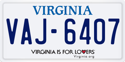 VA license plate VAJ6407
