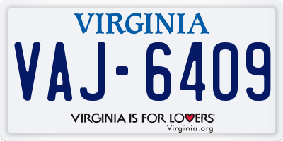 VA license plate VAJ6409