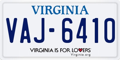 VA license plate VAJ6410