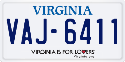 VA license plate VAJ6411