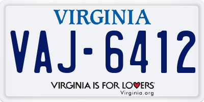 VA license plate VAJ6412