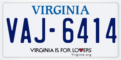 VA license plate VAJ6414