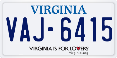VA license plate VAJ6415