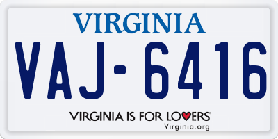 VA license plate VAJ6416
