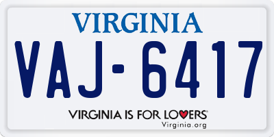 VA license plate VAJ6417