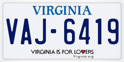 VA license plate VAJ6419