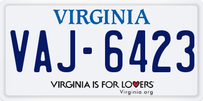 VA license plate VAJ6423