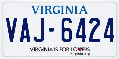 VA license plate VAJ6424